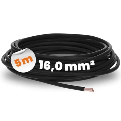 Bild av 5 meter lapp 4520016 H07V K 16,0 mm² svart I ledningsledning flexibel kabel PVC enkel laddare tråd 16 mm2 ledningar