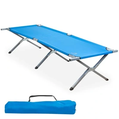 Bild av CampFeuer Fältsäng blå Lastkapacitet upp till 200 kg 210 x 82,5 45 cm Campingsäng, solstol, stabil fältsoffa, trädgårdsstol med bärväska, fiskelöja, strandstol, hopfällbar stol, utomhusstol