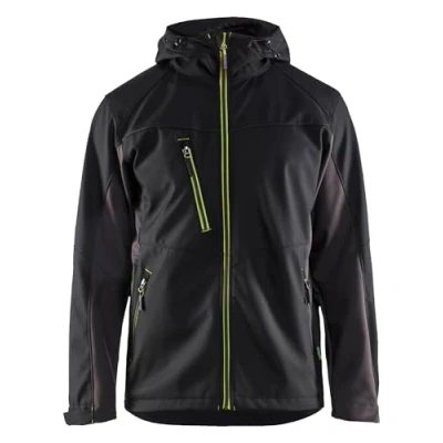 Bild av SOFTSHELLJACKA 4753 2516 MED LUVA SVART/VARSELGUL 4XL Beijerbygg Byggmaterial