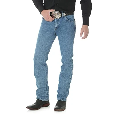 Bild av Wrangler Herr hög kvalitet cowboysnitt, smal passform jeans, Stentvättad, 32W / 32L