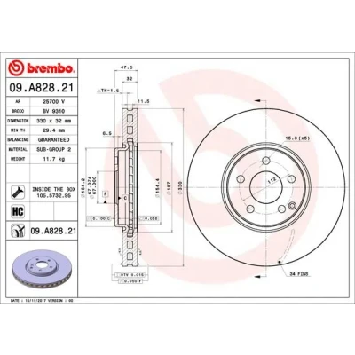 Bild av Bromsskiva BREMBO 09.A828.21