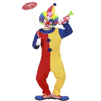 Bild av Widmann Barndräkt clown, jumpsuit och hatt, cirkus, temafest, karneval