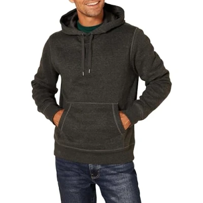 Bild av Amazon Essentials Men&#039;s Fleecetröja med huva (finns i Big &amp; Tall), Kolsvart ljung, M