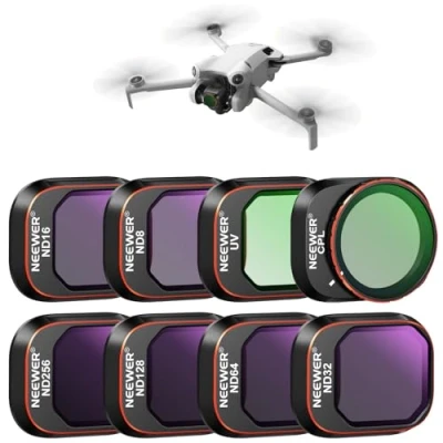 Bild av Neewer ND &amp; CPL filterset kompatibel med DJI Mini 4 Pro, 8 pack UV ND8 ND16 ND32 ND64 ND128 ND256 polarisator neutral densitet drönare linsfilter, flerbelagt HD optiskt glas/aluminiumram