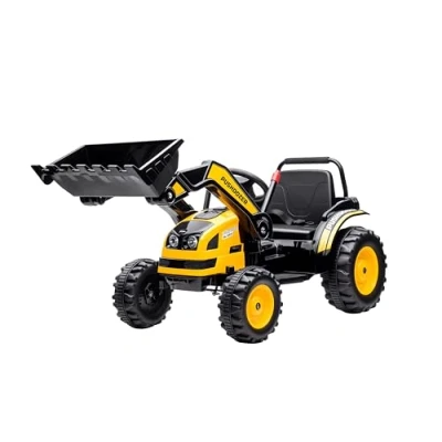 Bild av HOMCOM elektrisk grävmaskin för barn, sittgrävmaskin, terrängfordon, traktor körning med musik spade armar 35 år, PP plast, stål, grön, 132 x 62 65 cm