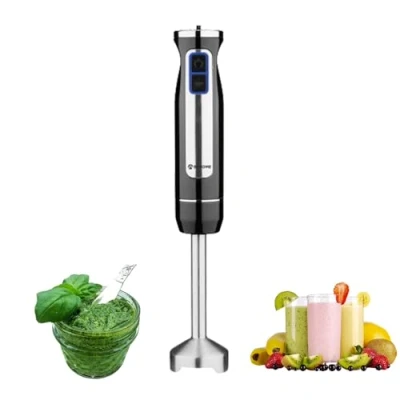 Bild av BEHOME Elektrisk stavmixer, mixerpinne i rostfritt stål 800 W 8 hastigheter för barnmat, soppa, smoothies med LED ljus