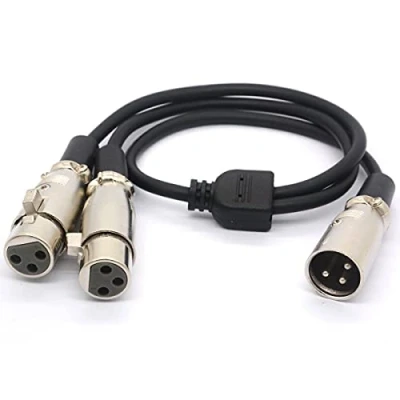 Bild av XLR kabel Y splitter adapter hane till dubbla kvinnliga förlängningssladdar för mikrofon ljud 50 cm (1 2 hona)