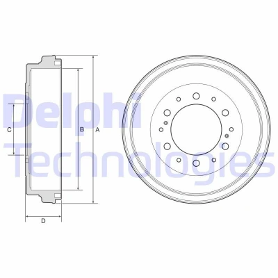 Bild av DELPHI BF590 Tambours de Frein sans bague ABS, roulement roue, palier 308
