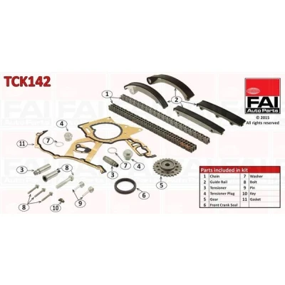 Bild av FAI AutoParts TCK142 Jeu de distribution à chaînes avec joints, roues dentées Simplex, duplex, Chaîne rouleaux OPEL: Vectra C CC, Zafira A