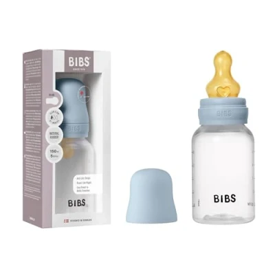 Bild av BIBS Baby Bottle Round Latex Slow Flow Blue 150 ml