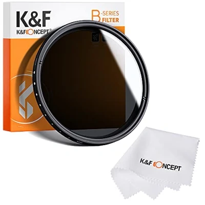 Bild av K&amp;F Concept 82 mm variabel ND2 ND400 filter justerbar ND neutral densitet Fader ND4 ND8 ND16 rengöringsduk för kameralins (Nano B serien)