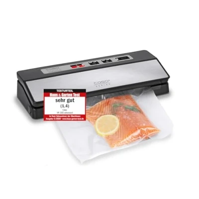 Bild av CASO 1522 VR 390 advanced vakuumförpackare, foliesvetsmaskin, upp till 75 vakuumprocesser non stop, justerbar vakuumtjocklek, avtagbar vakuumkammare, front i rostfritt stål, inkl. 10 professionella