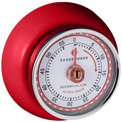 Bild av Zassenhaus Kökstimer, magnetisk, retro, klassisk, mekanisk, matlagningstimer (röd), 7 cm