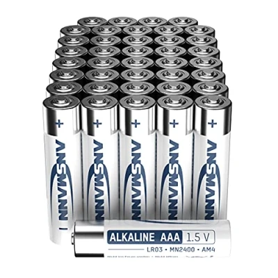 Bild av ANSMANN batterier AAA alkalisk storlek LR03 batteri (40 stycken förvaringsförpackning) perfekt för vardagliga enheter som köksvågar, fjärrkontroll, väggklocka, spel, design kan variera, 40 pack