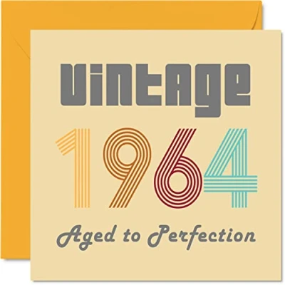 Bild av 60 årsfödelsedagskort för män kvinnor vintage 1964 åldrad till perfektion födelsedagskort roligt henne honom, 145 mm x bästa vän födelsedag gratulationskort mamma pappa farfar