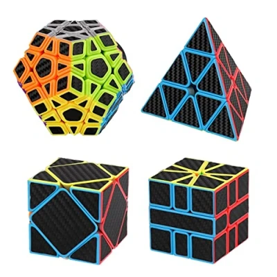 Bild av Magic Cube Pyraminx, Skewb, Megaminx, Square Pack Meilong Moyu Cubing Klassrum Halkfri Kolfiber med Snabbare, Enklare och Mjukare Spinn, 3D Pussel, Nybörjare Proffs.