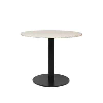 Bild av Ferm Living Mineral Spisebord Matbord Bordplade: Børstet Bianco Curia marmor / Stel: Sort pulverlakeret galvaniseret stål Ø: 90 x H: 72 cm