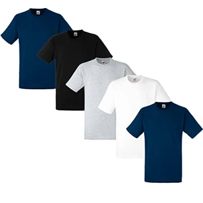 Bild av Fruit of the Loom herr tung t shirt paket med 5, 2marinblå/1vit/1svart/1grå, XXL