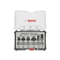 Bild av Bosch Frässtålsats, 6 delar, putsning och kantprofilering, 1/4 tums skaft piece Trim and Edging Router Bit Set with 1/4&quot; shank diameter.