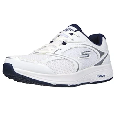 Bild av Skechers herr Go Run Consistent Sneaker, Vit och marinblå lädertextil, 42.5 EU