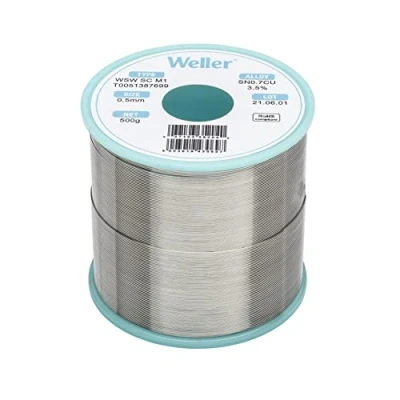 Bild av Weller WSW SC M1 (T0051387699) Blyfri Lödtråd, Ø 0,5 mm, Legering Sn99.3Cu0.7, Fluxhalt 3,5%, 500g