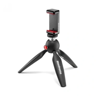 Bild av Manfrotto MKPIXICLMII BK, ministativ med universell smartphone klämma, tillverkad i Italien, för iPhone eller utan fodral, CSC, vlogging, videografi, svart
