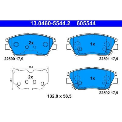 Bild av ATE 13.0460 5544.2 Jeu de plaquettes frein avec indicateur d&#039;usure tôle anti bruit SSANGYONG: Tivoli SUV, XLV SUV