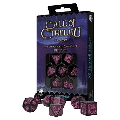 Bild av Q Workshop CTR3P Call of Cthulhu 7th Edition Dice Set Black &amp; Magenta (7)