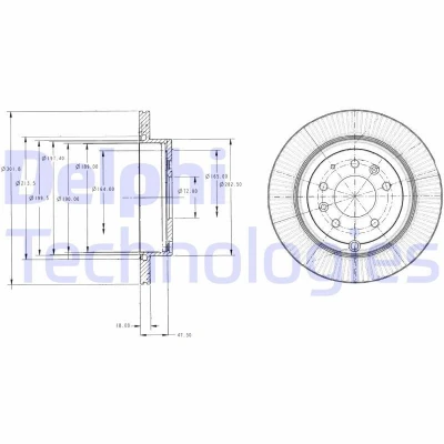 Bild av DELPHI BG4336 Disque de frein 302 18 5 ventilé huilé non traité sans roulement roue, bague ABS MAZDA: CX 7