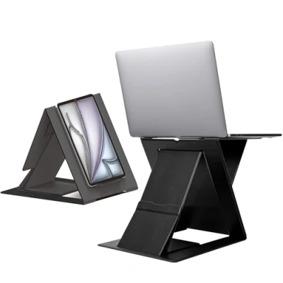 Bild av MOFT Z Laptopstativ för skrivbord, smal justerbar laptop höjare vikbar laptophållare, 4 sittlägen, kompatibel med de flesta bärbara datorer upp till 17 tum, håller 10 kg (svart)