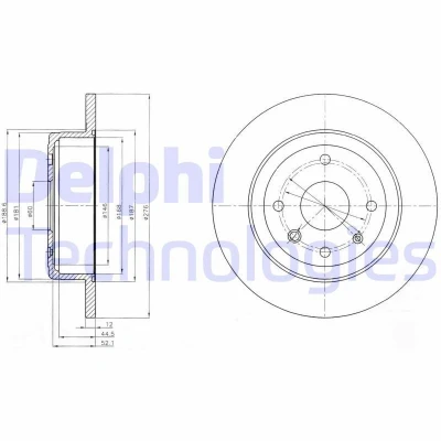 Bild av DELPHI BG4244 Disque de frein 276 12 4 plein huilé non traité sans roulement roue, bague ABS CHEVROLET: Epica Berline