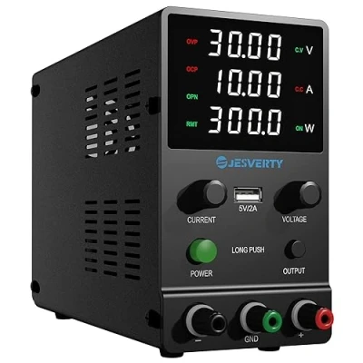 Bild av Laboratorienätaggregat DC strömförsörjning Variabel 0 30V 10A justerbar bänkströmförsörjning med kodarknapp, utgångskontroll, 4 siffrig LED skärm hög precision, 5V/2A USB port Jesverty SPS 3010H