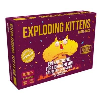 Bild av Exploding Kittens, Kittens festpack (upplaga 2024), grundläggande spel + förlängning, festspel, kortspel, 210 spelare, från 7+ år, 15 minuter, tyska