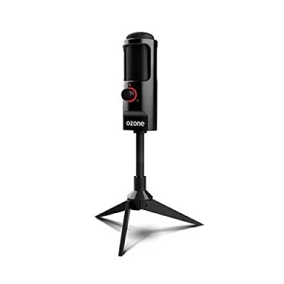 Bild av Ozone REC X50 spelmikrofon, streaming mikrofon, elektroder, dubbelriktat ljud, LED belysning, stabilt fäste, USB, svart