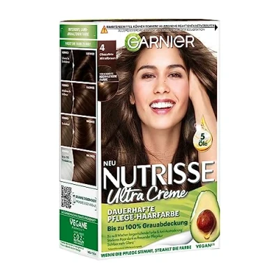 Bild av Garnier Nutrisse Creme Coloration medel brun 40/färgning för hår permanent hårfärg (med 5 näringsoljor), 3 pack