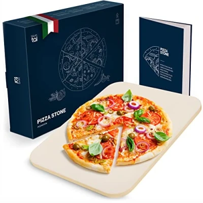 Bild av Blumtal pizzasten Högkvalitativ cordierit för pizza, t.ex. italiensk, värmebeständig upp till 900 C, ugn och grill, även i tegelform bröd flammiga tårtor