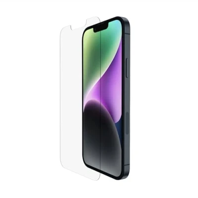 Bild av Belkin TemperedGlass skärmskydd för iPhone 14/13/13 Pro antimikrobiell ytbehandling, enkel applicering utan bubblor med den medföljande monteringsformen, testad 9H hårdhet