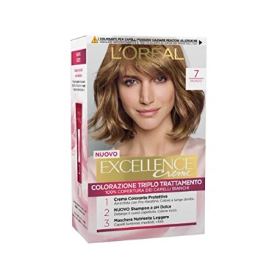 Bild av L&#039;Oréal, 3 pack L&#039;Oréal Excellence Crème 7, askblond, hårfärg (grön)