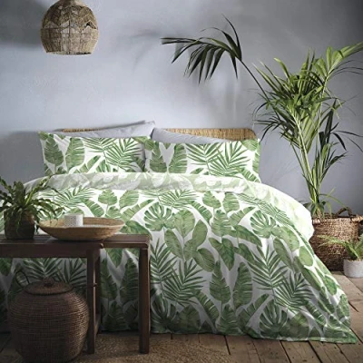 Bild av Dreams &amp; Drapes Tahiti lättskött påslakanset 1 pack, enkelsäng i grönt