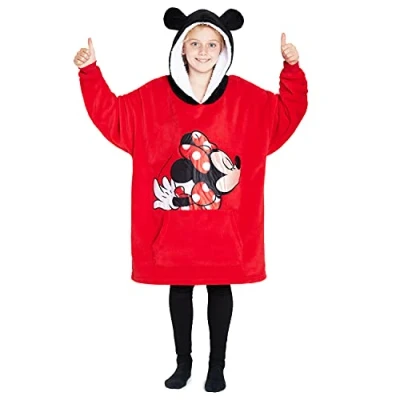 Bild av Disney Hoodies för flickor pojkar, barn överdimensionerad hoodie filt, Minnie Mickey Stitch presenter, En storlek, Röd