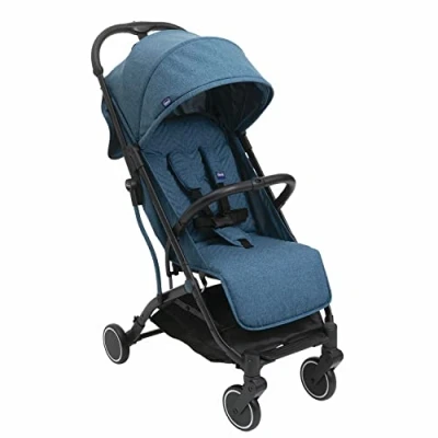 Bild av Chicco Trolley Me Lättviktsvagn i 0 månader vid 15 kg, lutande och hopfällbar barnvagn med vagnfunktion, kompakt stängning, regnskydd utdragbar baldakin, Calipso Blue