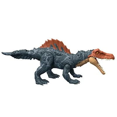 Bild av Mattel Jurassic World Dominion Massive Action Siamosaurus dinosauriefigur, attackerande och tuggande rörelser, stort rörelseomfång, fysisk digital lek, från 4 år HDX51