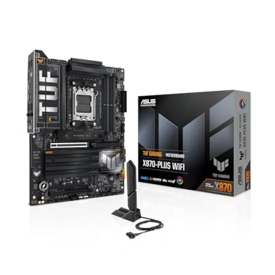Bild av ASUS TUF GAMING X870 PLUS WiFi ATX moderkort, 16+2+1(80A) strömsteg, DDR5, PCIe 5.0, nästa generations GPU, 4 M.2 platser, 7, USB4 20 Gbps front med PD Fast Charge, Aura Sync
