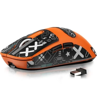Bild av ATTACK SHARK X3 Pro 4K/8K Hz mus, 49g SUPERLIGHT, PixArt PAW3395 spelsensor, BT/2.4G trådlös/trådbunden spelmus, 6 justerbara DPI upp till 26000, 200 timmars batteri (röd)