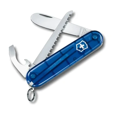 Bild av Victorinox fickkniv My First (9 funktioner, rundat blad, träsåg, kedja) blå transparent