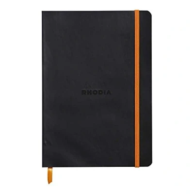 Bild av Rhodia 117452C Anteckningsbok Rhodiarama med mjukt kuvert, prickigt rutnät, 80 ark, 90 g elfenbensfärgat papper, A5 148 x 210 mm, bokmärke, innerficka, 1 st, svart