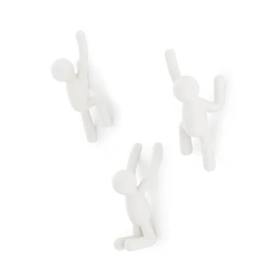 Bild av Umbra 318165 660 Buddy väggkrokar dekorativa väggmonterade klädkrokar, set med 3, vit, 25 cm L x 19 B 8 tum H