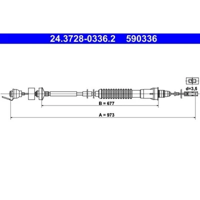 Bild av ATE 24.3728 0336.2 Câble d&#039;Embrayage avec réglage automatique CITROËN: Jumpy I Van, MPV, Evasion, FIAT: Scudo Break, Ulysse