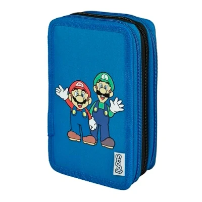 Bild av Scooli Tripledecker Super Mario fyllt skolfodral med högkvalitativa pennor och tillbehör perfekt för skola, fritid på språng från 6 år