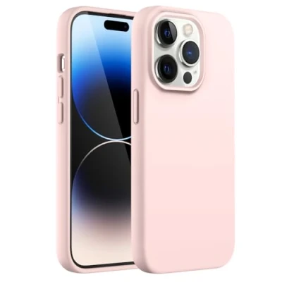 Bild av JETech Silikon Skal för iPhone 14 Pro 6,1 Tums, Silky Soft Touch med Hela Kroppen, Stötsäker Case Mikrofiberfoder (Rosa)